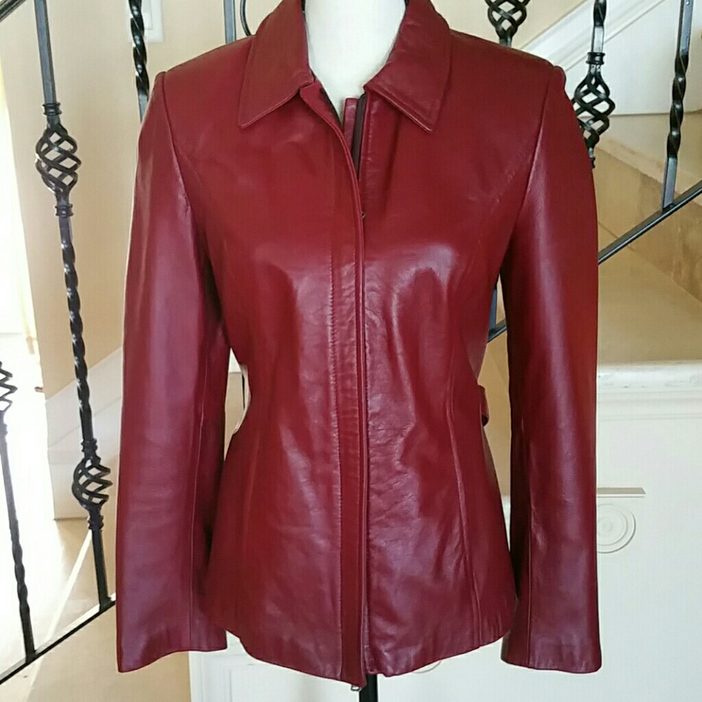 Italian Leather jacket small ladies red